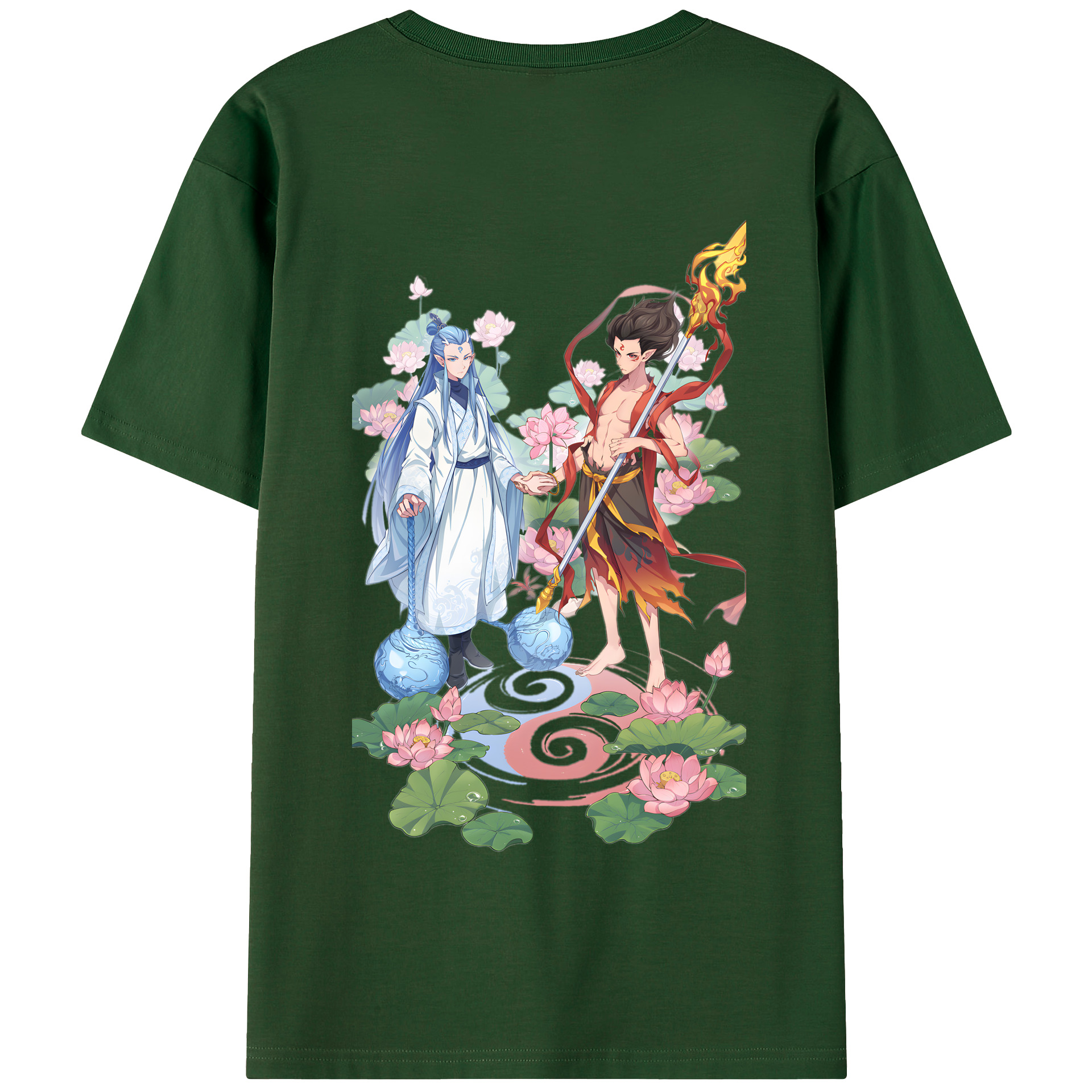 （画像用） Ne Zha 2 ナタ 魔童の大暴れ 綿100％半袖Tシャツ（背面プリント）